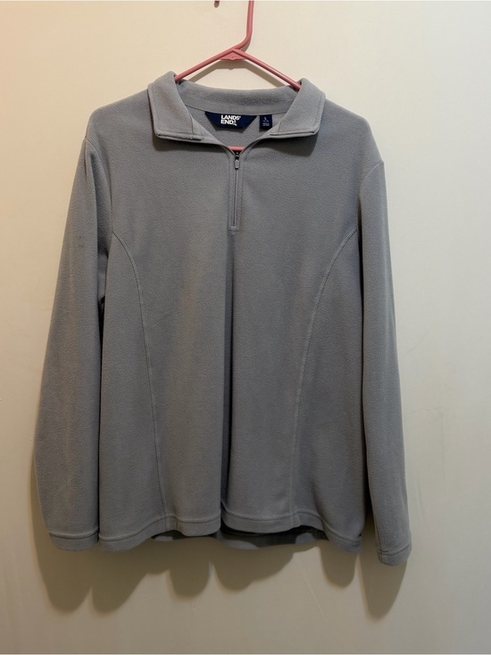 Lands' End Tops - Lands' End Women's Light Gray Half-Zip Fleece Pullover